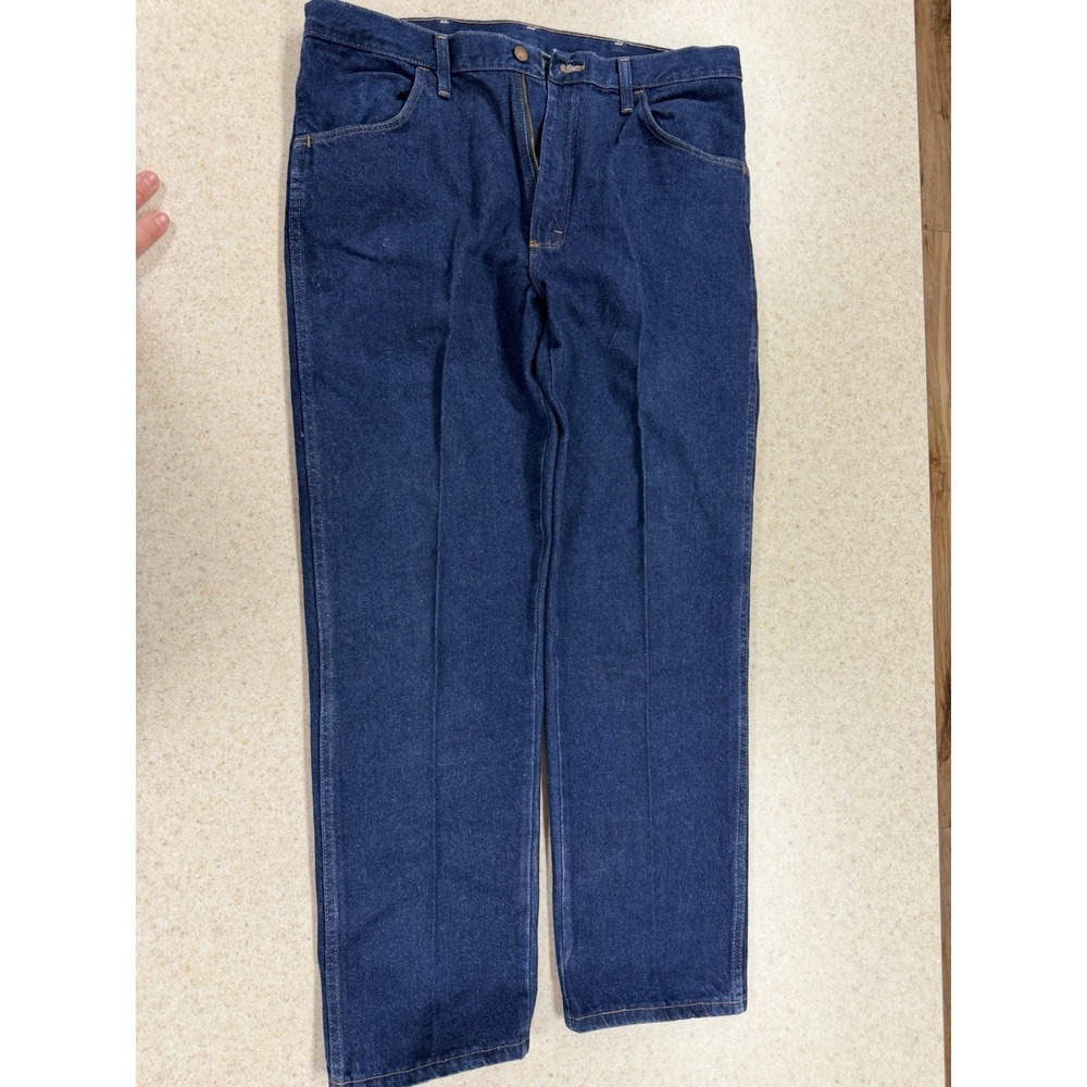 Wrangler Rustler B7619PW Mens Jeans 36x30 Dark Wash 100% Cotton Straight Leg